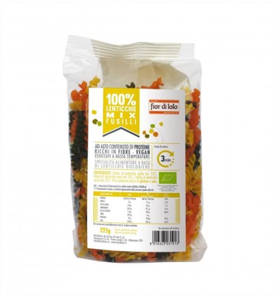 Fusilli di Lenticchie Mix Tricolore - 225g - Il Fior di Loto 